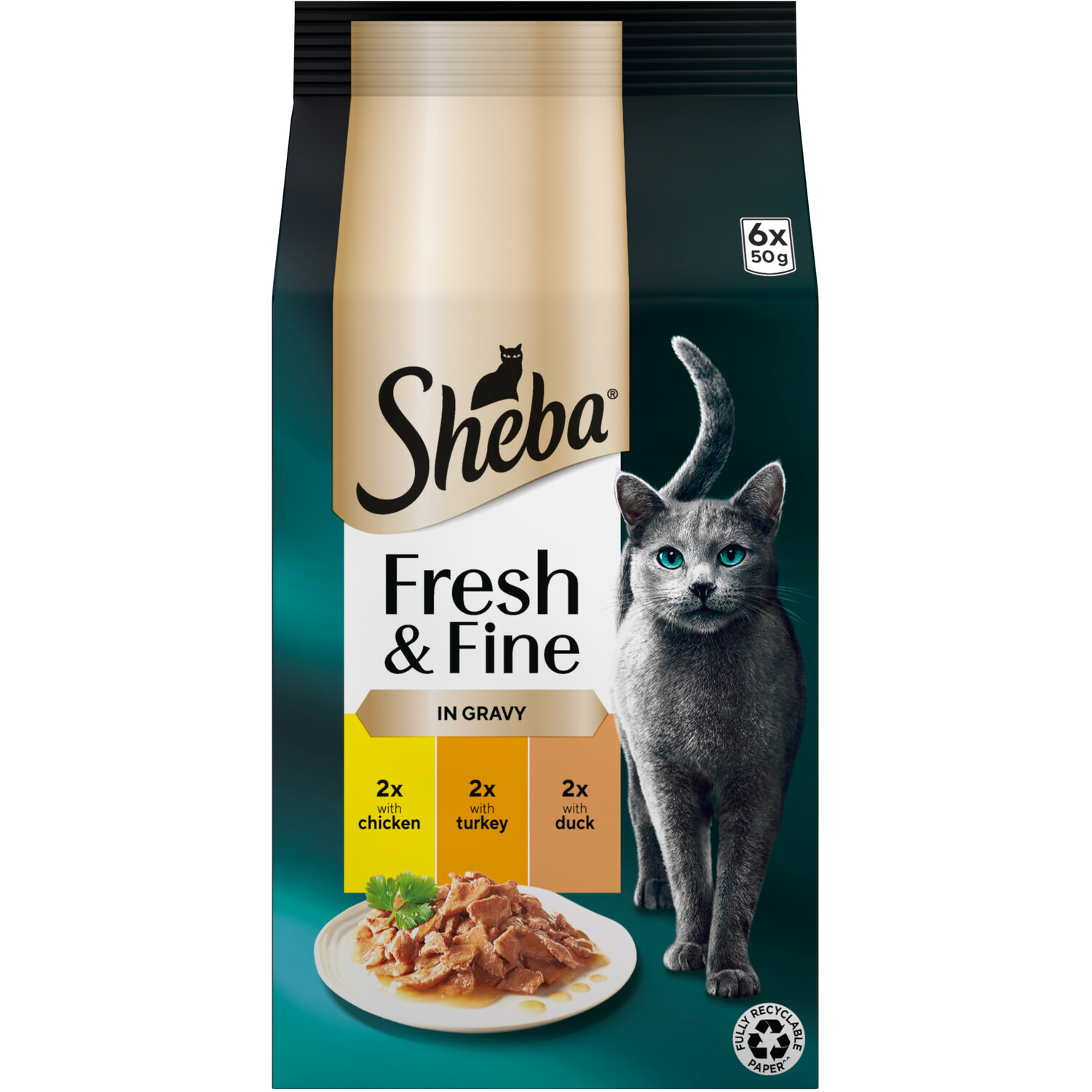 Sheba Fresh and Fine Wet Cat Food Brown / Chicken, Turkey and Duck