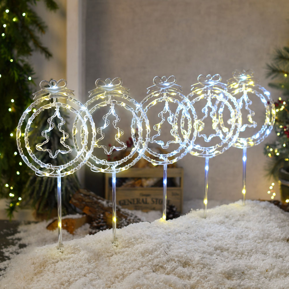 Set of 5 Tree Stake LightsWhite