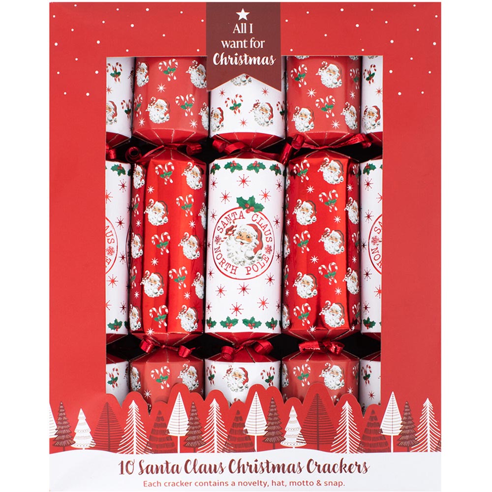 Pack of 10 Santa Claus Crackers - Red and White