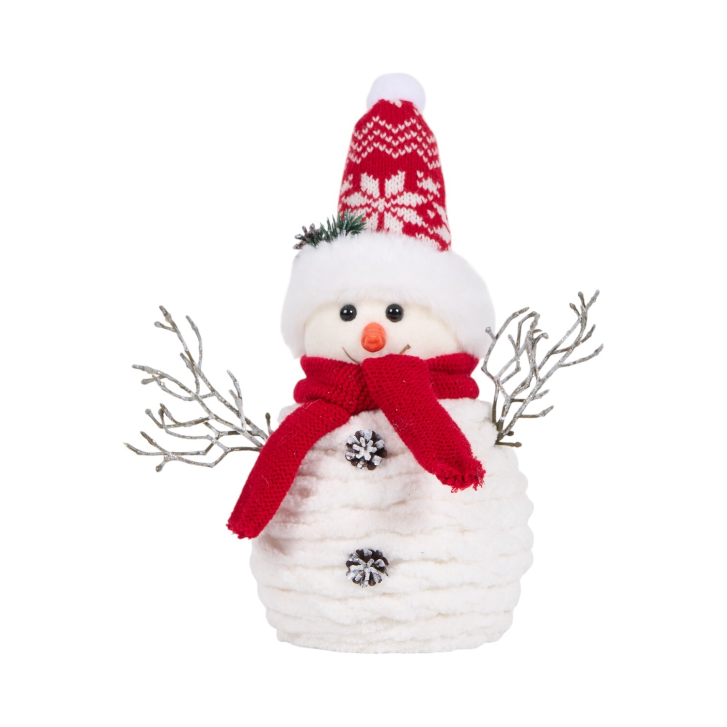 Festive Snowman Standing Decoration White and Red