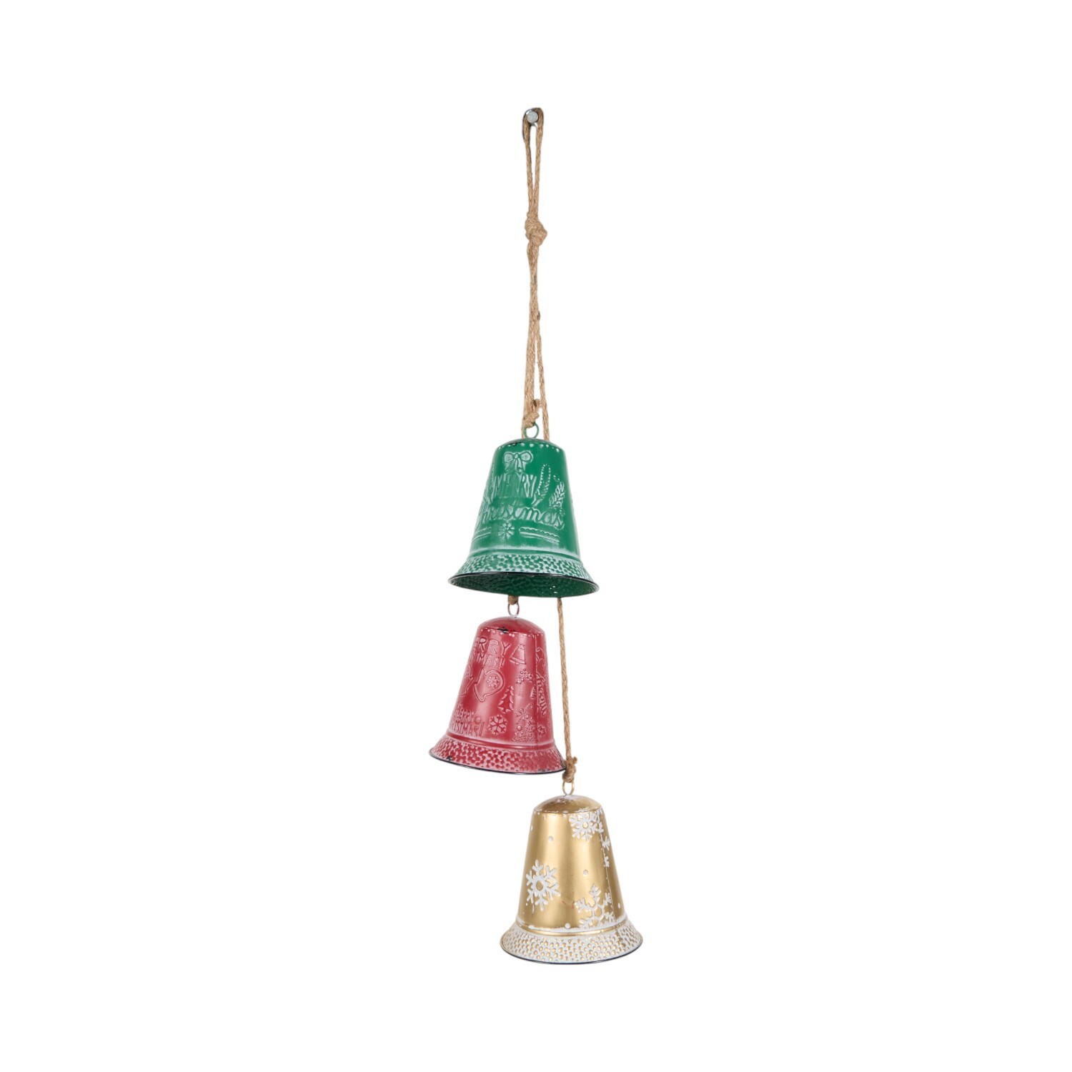 Hanging Bells Decoration Red, Green and Gold