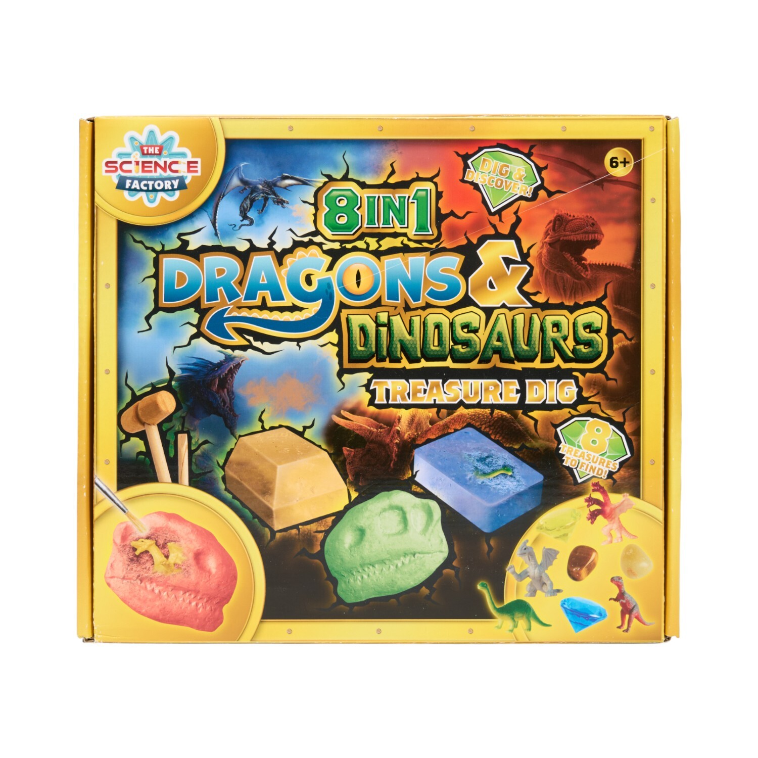 8 in 1 Dragons and Dinosaurs Treasure Dig Kit