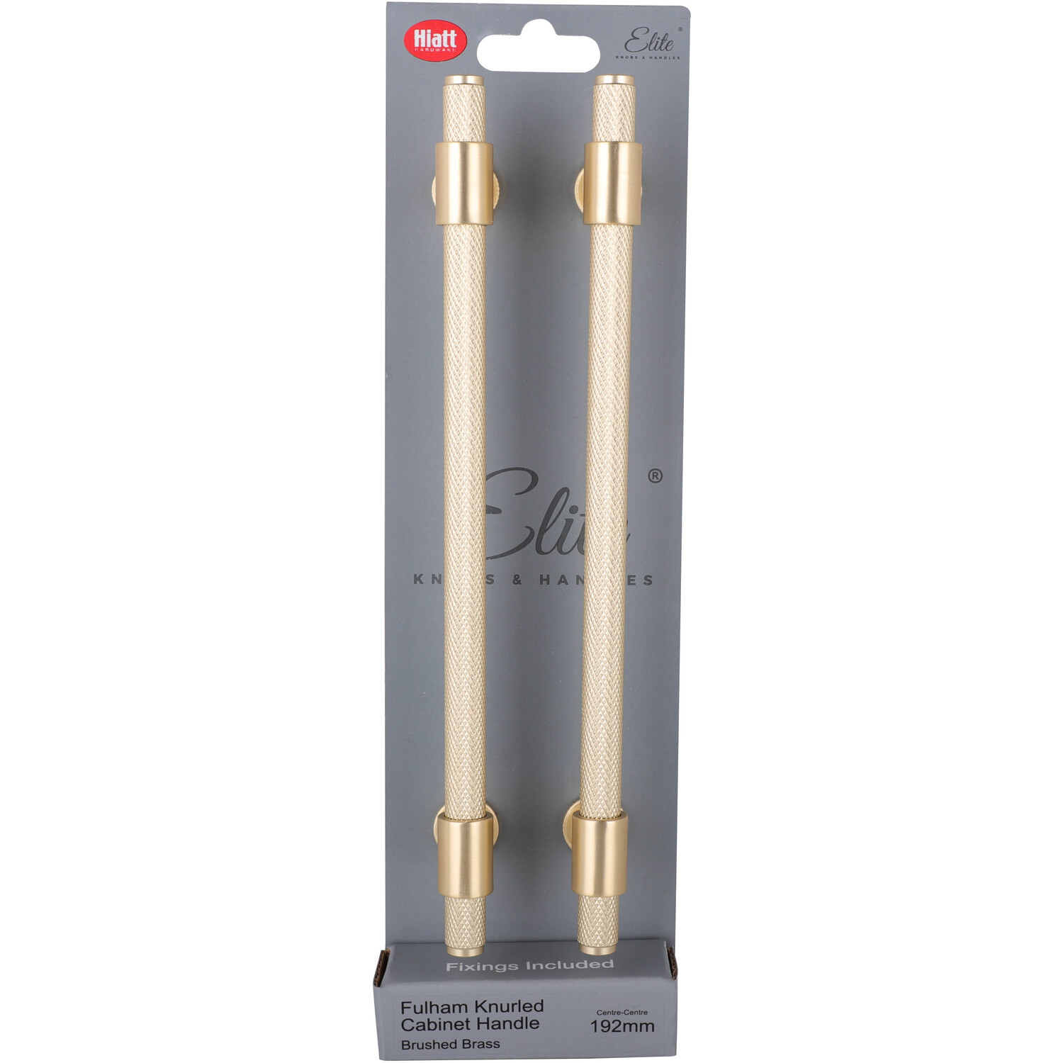Pack of 2 Fulham Knurl T Bar Cabinet Handles Brushed Brass 192 mm