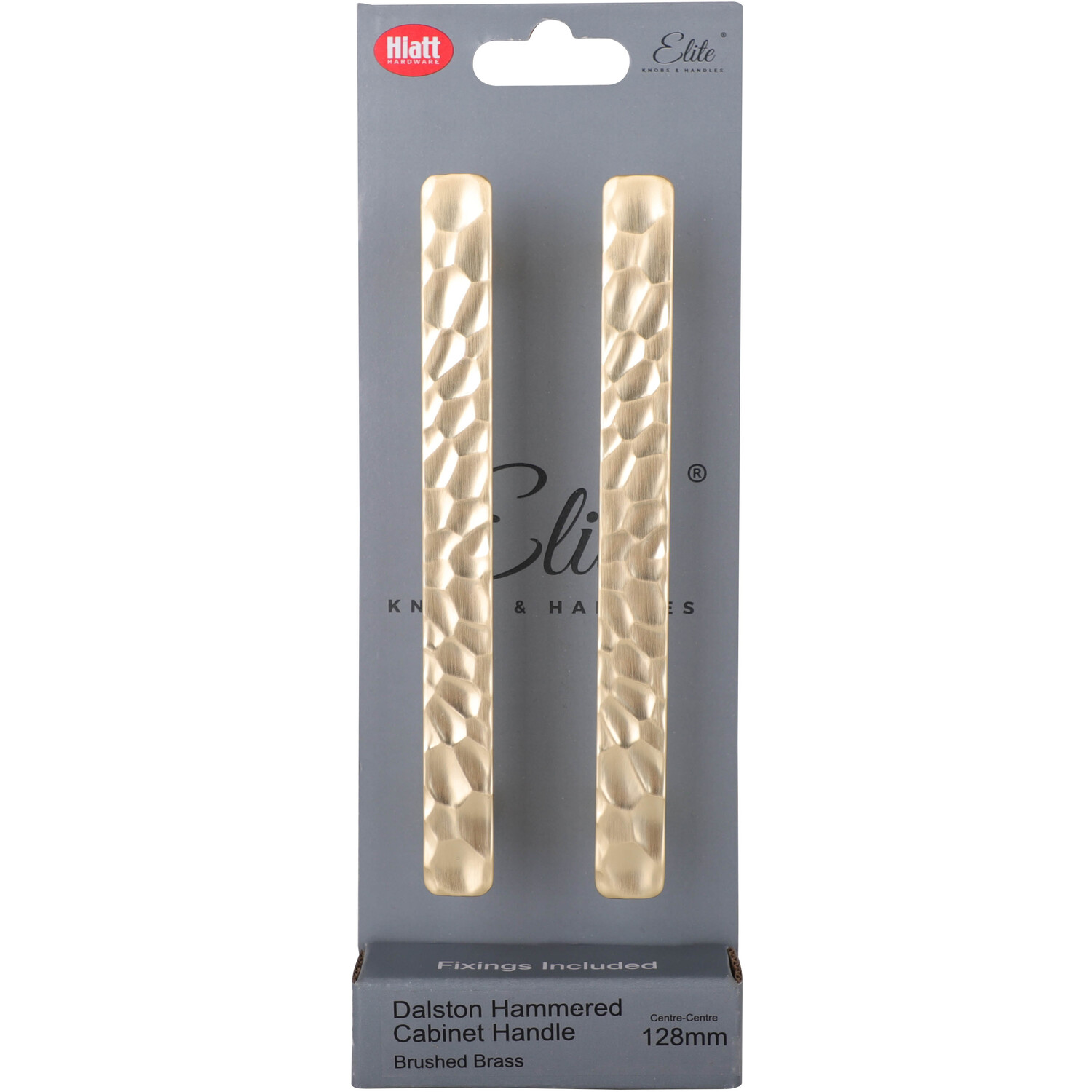 Pack of 2 Dalston Hammered Cabinet Handles Brushed Brass 128 mm