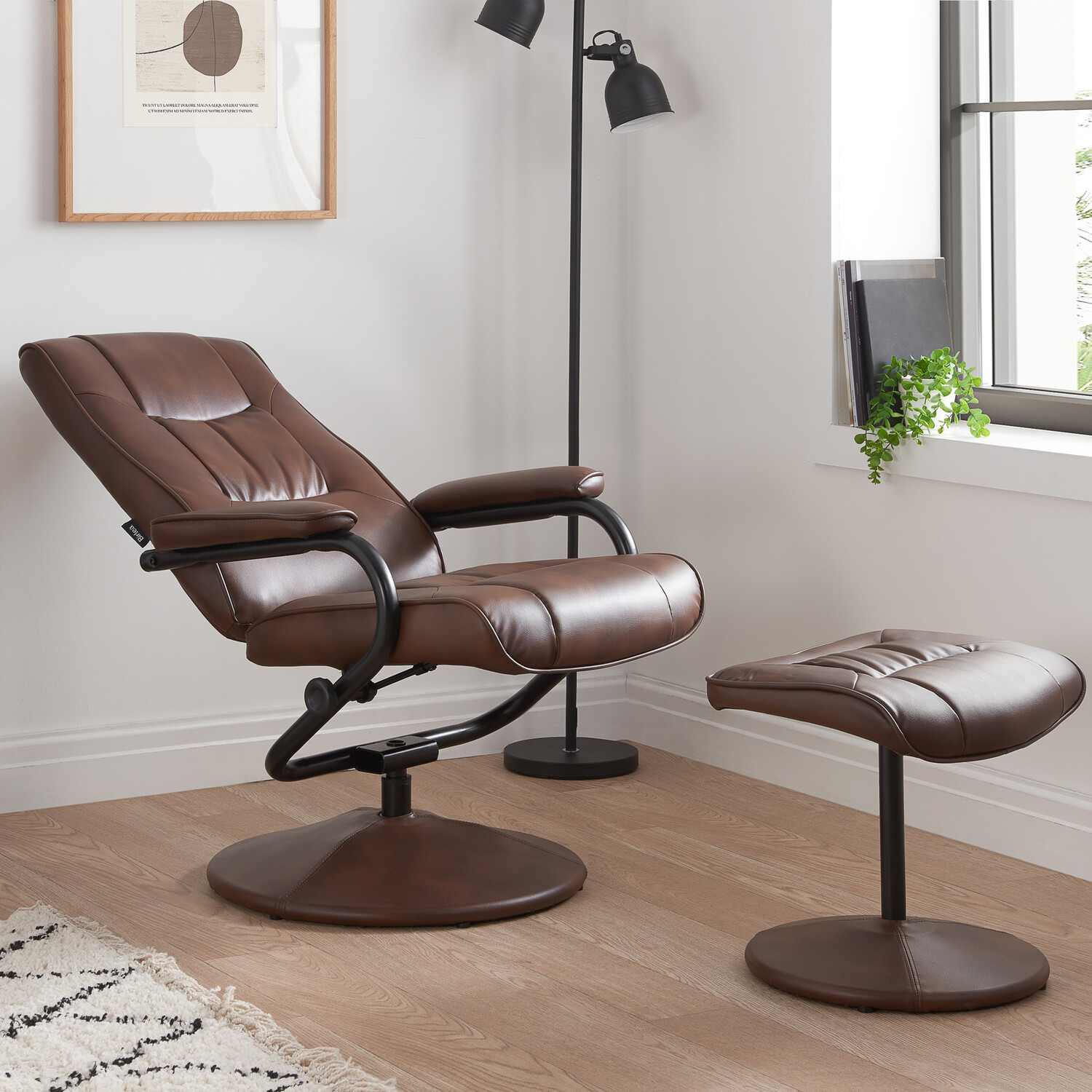 Memphis Swivel Chair - Tan - Modern Home Office Chair with 360 Swivel and Reclining Backrest