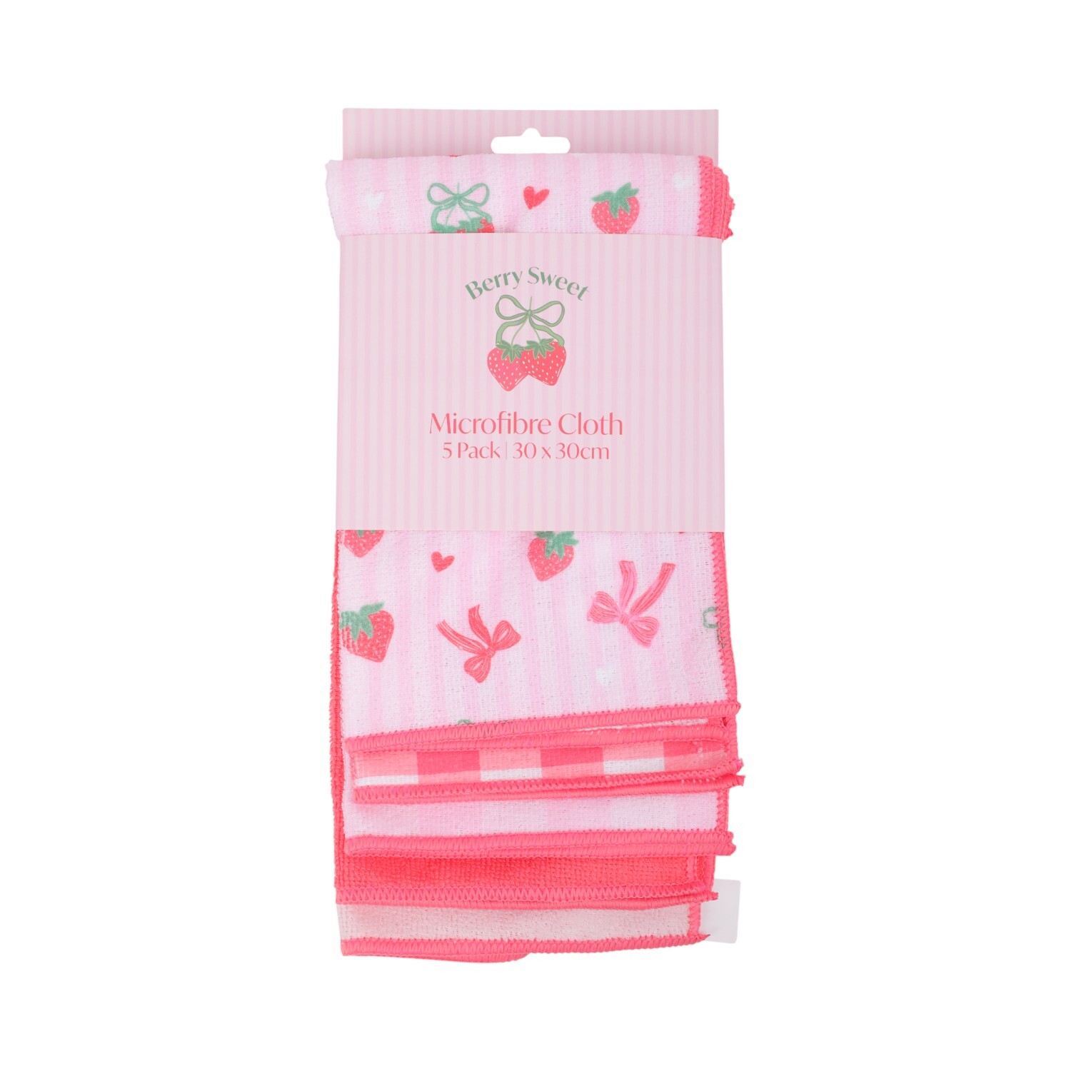 Pack of 5 Berry Sweet Microfibre Cloths Pink