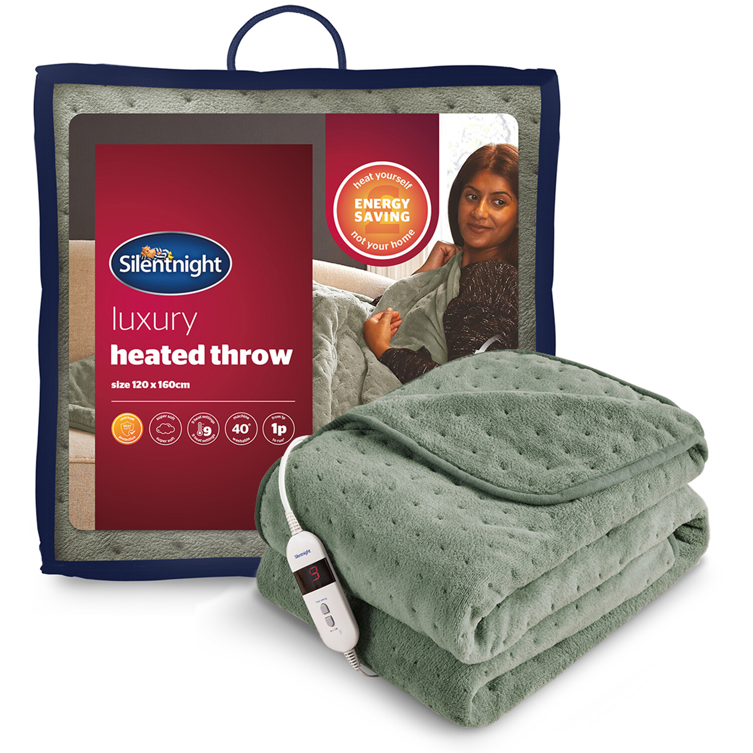 Silentnight Luxury Heated Throw Green