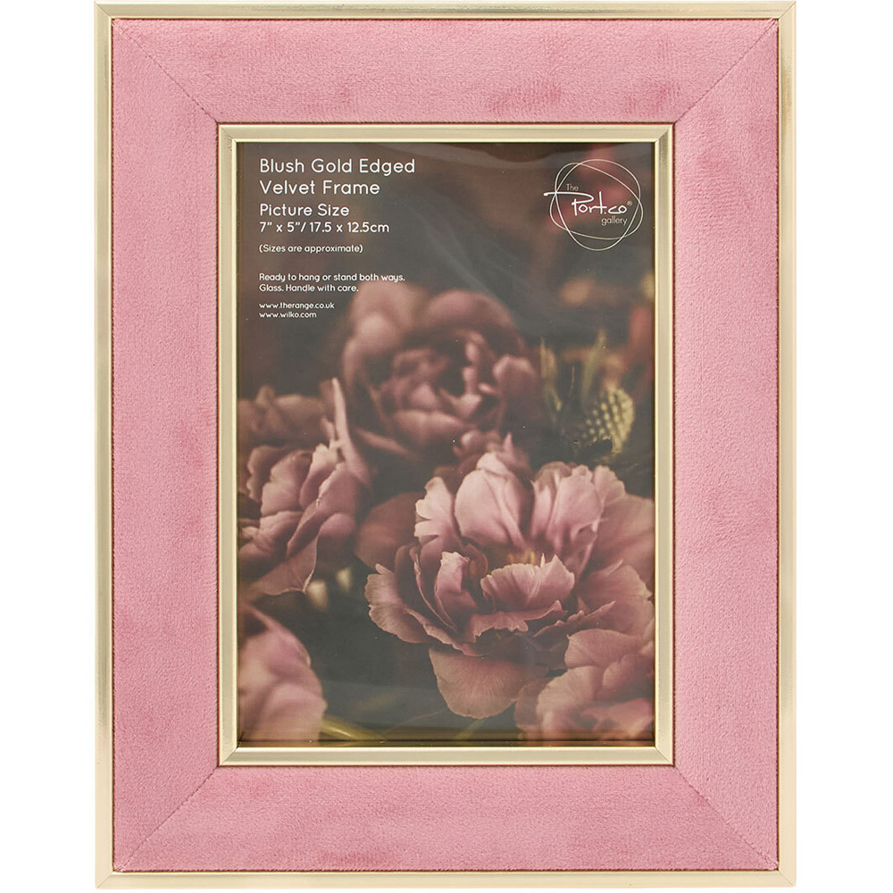 Gold Edged Velvet Photo Frame Blush 7 x 5 inch