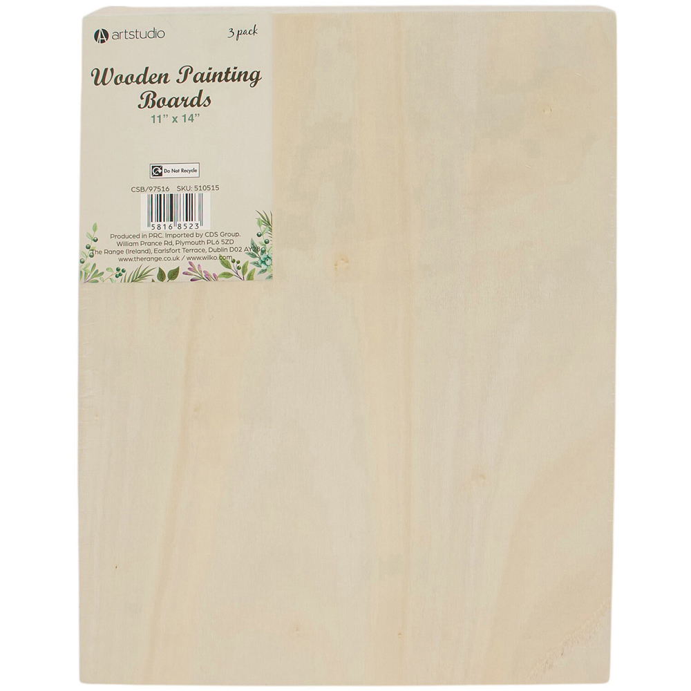 Pack of 3 Wooden Painting Boards Neutral 11 x 14 inch