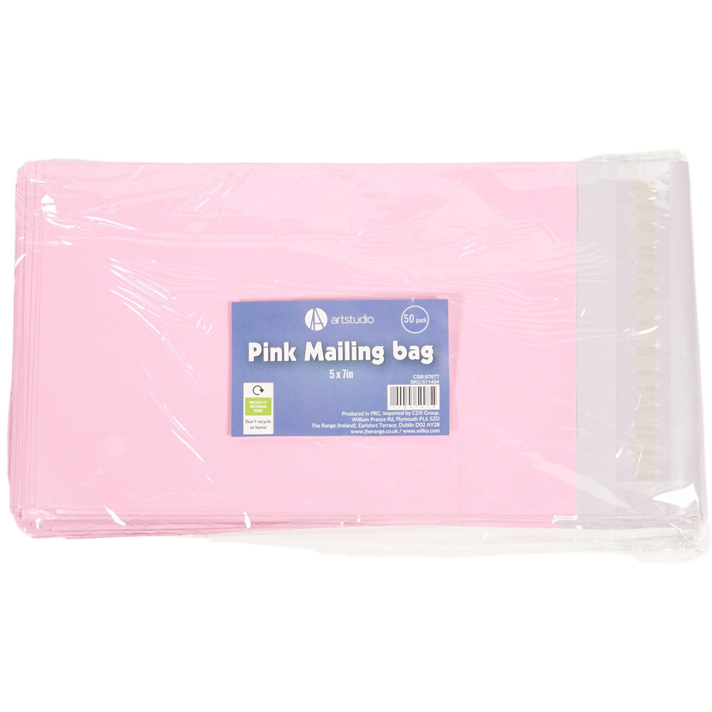 Pack of 50 Plain Mailing Bags Pink 5 x 7 inch