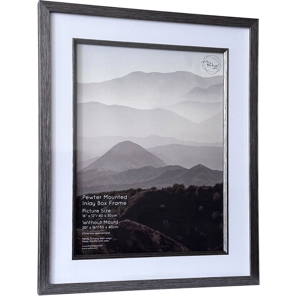 Mounted Inlay Box Photo Frame Pewter 16 x 12 inch