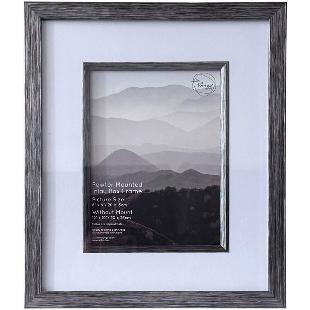 Pewter Mounted Inlay Box Frame Pewter 8 x 6 inch