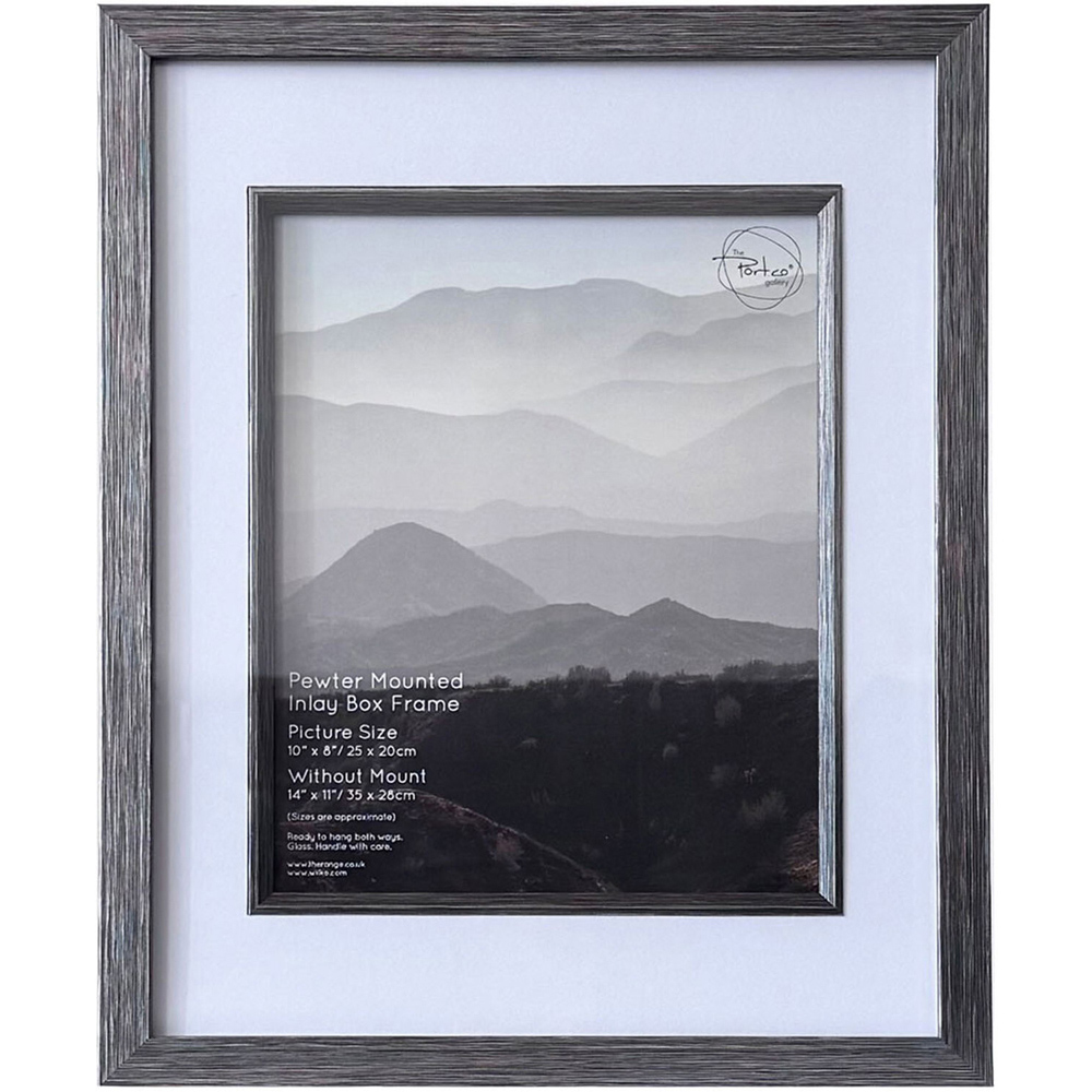 Pewter Mounted Inlay Box Frame Pewter 10 x 8 inch