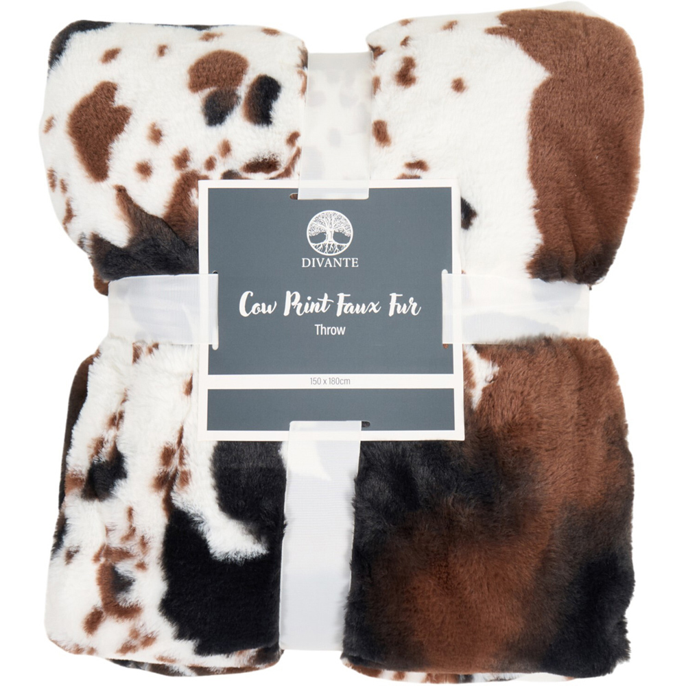 Cow Print Faux Fur Throw