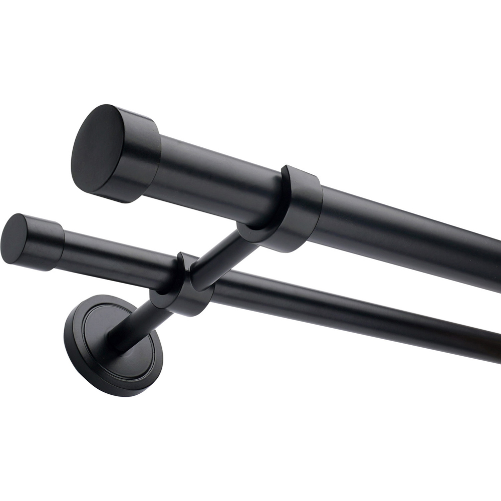 Double Layer Curtain Pole Black 120-210cm