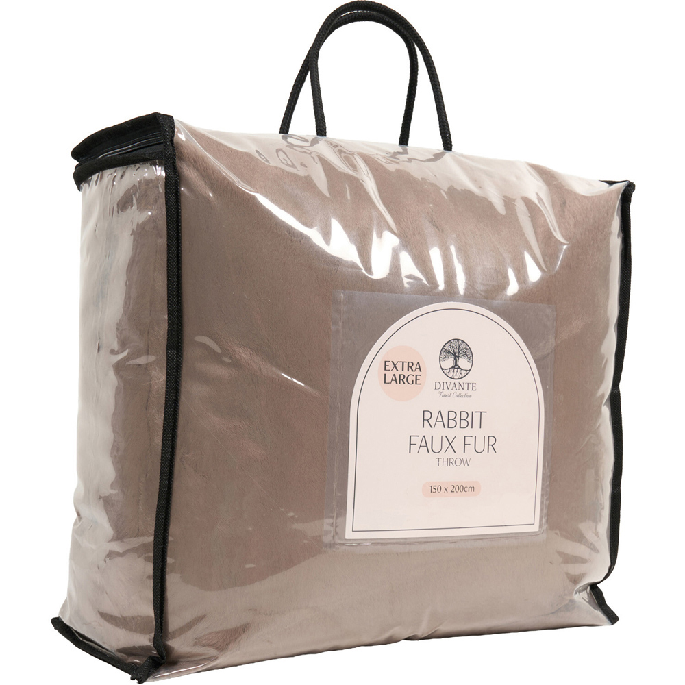 Extra Large Rabbit Faux Fur Throw Mocha