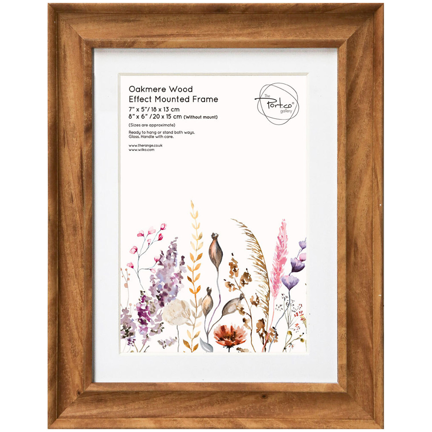 Oakmere Wood Effect Mounted Photo Frame Brown 7 x 5 inch