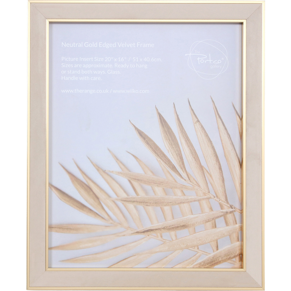 Gold Edge Velvet Photo Frame Neutral 20 x 16 inch
