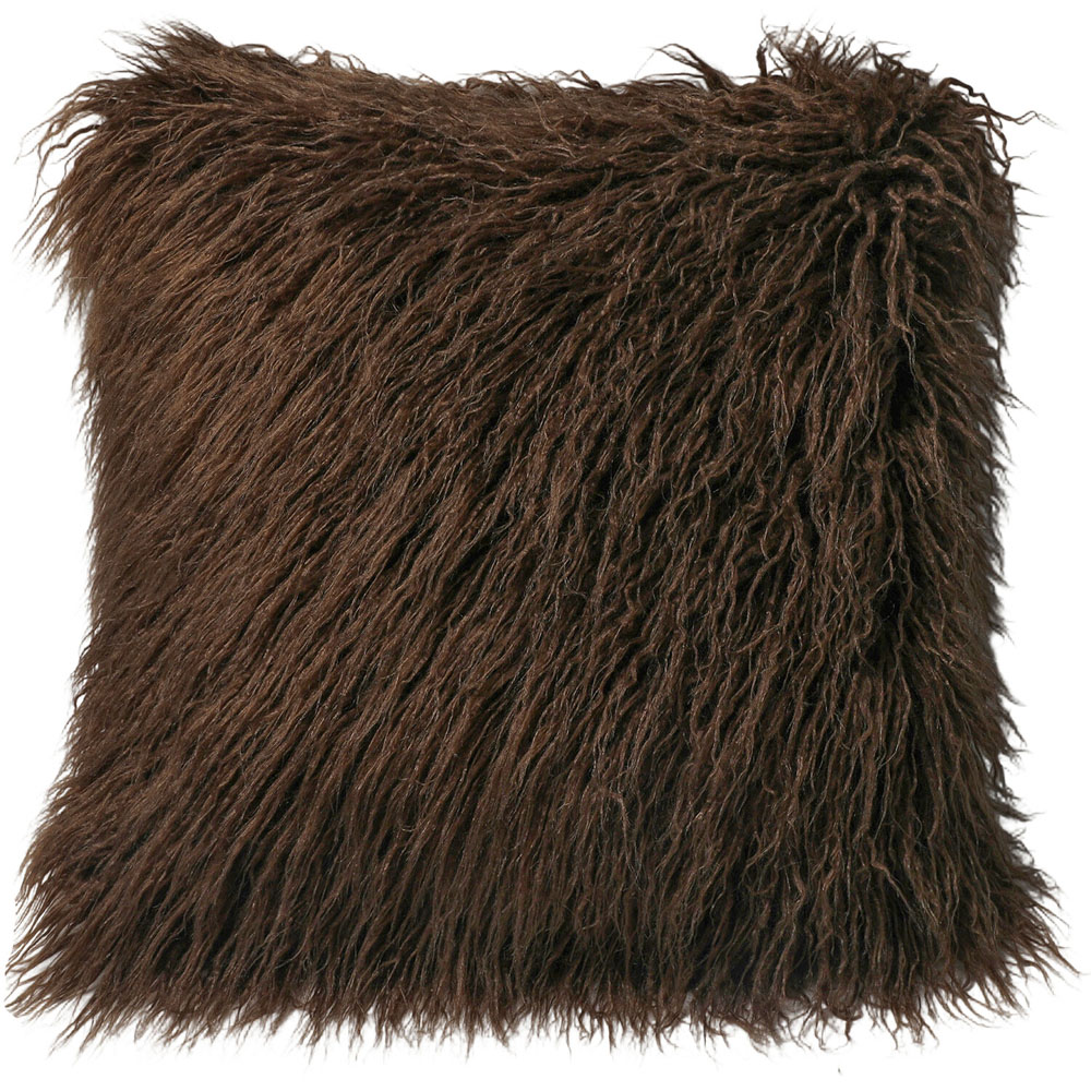 Mongolian Faux Fur Cushion Mocha