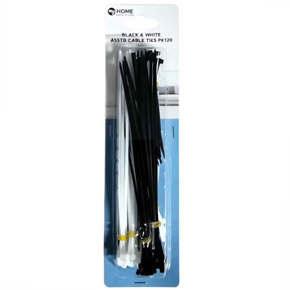 Pack of 120 Black and White Assorted Cable Ties