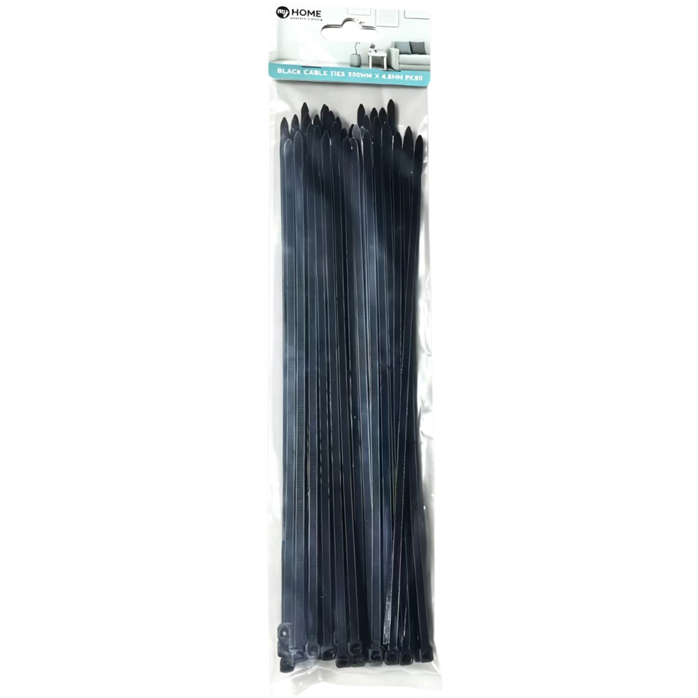 Pack of 50 My Home Cable Ties Black 4.8 x 300mm
