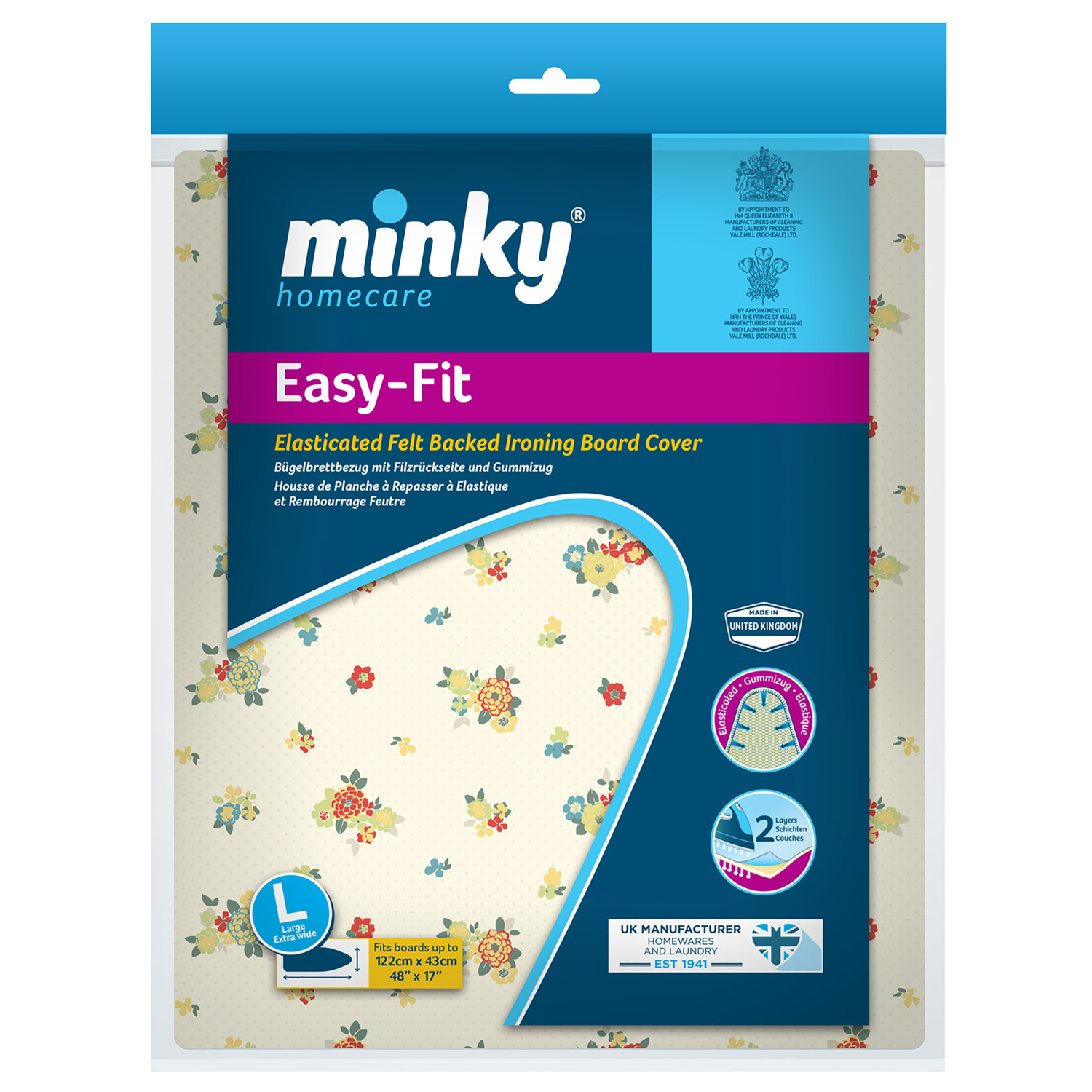 Minky Easy Fit Ironing Board Cover - Cream - 43cm