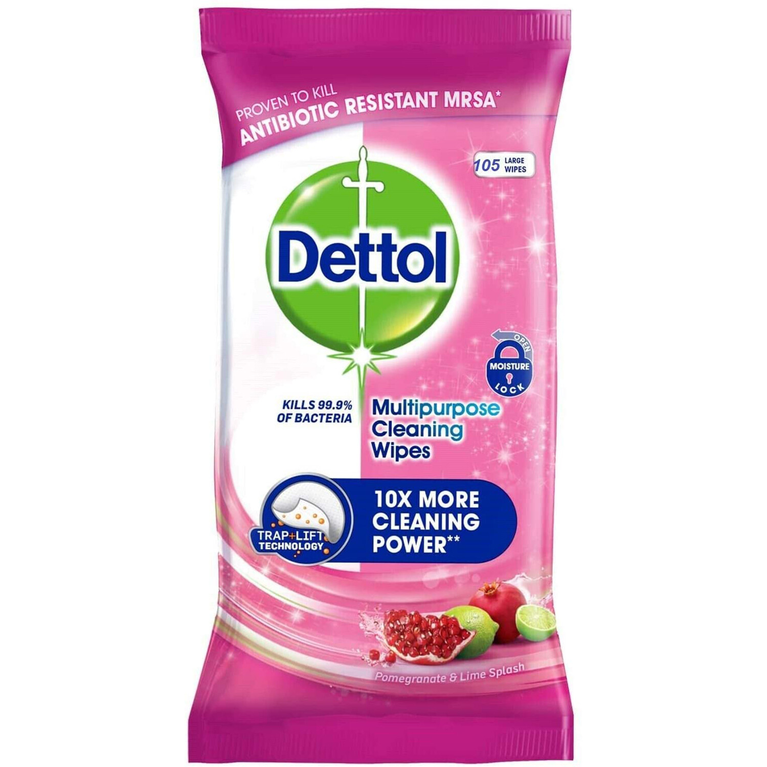 Dettol Pomegranate Multipurpose Cleaning Wipes 105 Pack