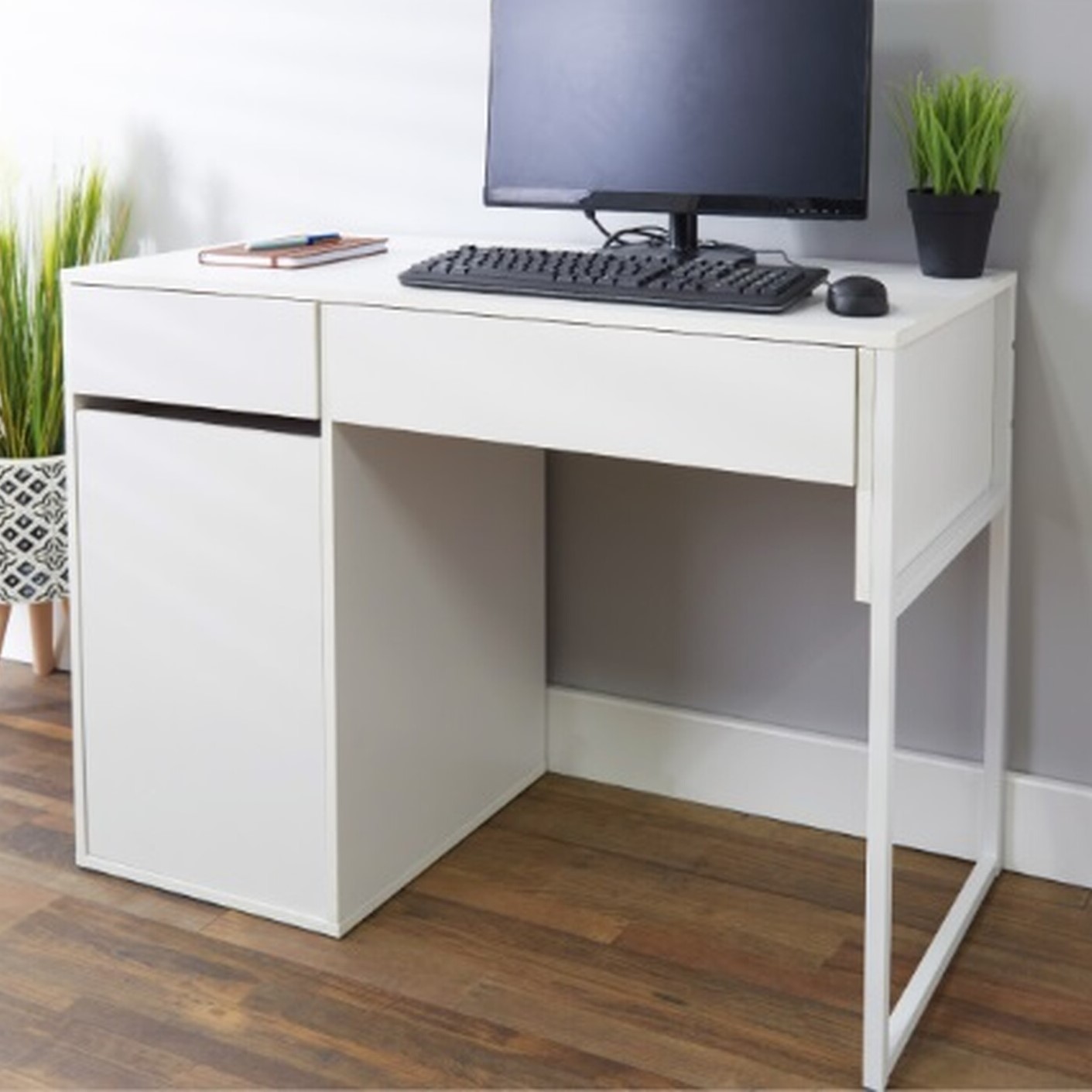 Canterbury Single Door 2 Drawer White Office Desk